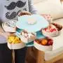 Blühende Drehbare Snackbox mit Blumenmuster – Süßigkeiten- und Schmuckbehälter, 10 Fächer – BPA-frei – Geschirrspülerfest (Blau)