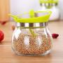 TNKML Glass Seasoning Jar Glass Seasoning Box Storage Container Seasoning Jar With Lid And Spoon Glass Seasoning Jar Kitchen Supplies Spice Container Stainless Steel