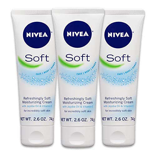 NIVEA Soft Moisturizing Crème - Pack of 3, All-In-One Cream For Body Face and Hands, Travel Size - 2.6 oz. Tubes