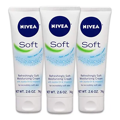 NIVEA Soft Moisturizing Crème - Pack of 3, All-In-One Cream For Body Face and Hands, Travel Size - 2.6 oz. Tubes
