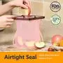 Reusable Silicone Food Storage Bags - Foldable Leak Proof Liquid Food Organizer Bag with Zip Seal for Preservation & Cooking Baggies (1 L) (Pink)