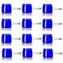 1 Oz (30 ml) BLUE Glass Jars with White Metal Screw Lids with Inner Gasket- pack of 12