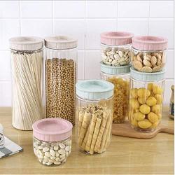 Transparent Glass Jars Seal Jars Grains Storage Bottles Spice Jar Kitchen Storage Cans Kitchen Storage Organization,Pinkl