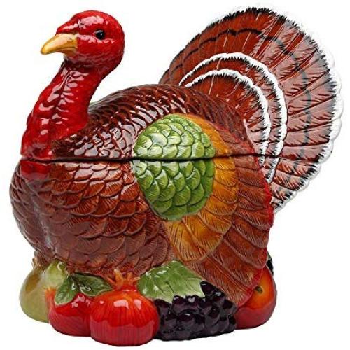 Premium Gifts Turkey Design Ceramic Cookie Jar 10-3/8-Inch Storage