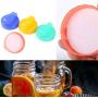 CHICTRY 4Pcs Mason Jar Lids Leakproof Plastic Storage Caps Replacement with Handle for Canning Ball Drinking Jars Assorted Color One Size