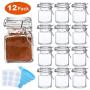 Spice Jars, SPANLA 12 Pack 4oz Small Glass Jars with Airtight Hinged Lid, With 12 Spice Labels & Silicone Funnels, Airtight Glass Jars for Spices, Condiments Herb Seasoning Art Craft Storage (12 Pack)