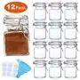 Spice Jars, SPANLA 12 Pack 4oz Small Glass Jars with Airtight Hinged Lid, With 12 Spice Labels & Silicone Funnels, Airtight Glass Jars for Spices, Condiments Herb Seasoning Art Craft Storage (12 Pack)