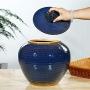 Keramik-Reisbehälter, Küchen-Reisbehälter, abgedichtete Getreidespeicherbehälter, blau, 32cm