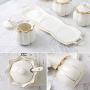 Kitchen seasoning box/Ceramic Condiment Storage Container with Pallet Salt jar Three-Piece Set (Color : A)