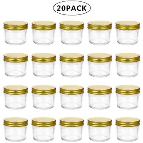 Bouteilles en verre transparentes Encheng de 12 oz (340 ml) avec couvercles (dorés), Petites bouteilles à épices pour herbes, gelées, confitures, avec large goulotte – Bouteilles Mason en verre pour le stockage de la cuisine – 20 unités… Bouteilles en verre transparentes Encheng de 12 oz (340 ml) avec couvercles (dorés), Petites bouteilles à épices pour herbes, gelées, confitures, avec large goulotte – Bouteilles Mason en verre pour le stockage de la cuisine – 20 unités…