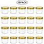 Encheng 4 oz Clear Glass Jars With Lids(Golden),Small Spice Jars For Herb,Jelly,Jams,Wide Mouth Mason Jars Canning Jars For Kitchen Storage 20 Pack …