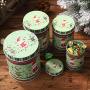 SuperCS 4Pcs/Set Round Shape Tinplate Empty Tins Storage Jar Containers Holiday Home Decorations