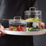Glass Bowls Stackable Heat Resistant Thick Straight Glass Transparent Salad Bowl Innovative Dessert Fruit Box with Lid Grain Jar, Dishware safe
