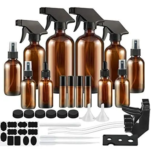 Glass Spray Bottle, SXUDA Amber Glass Spray Bottles Set Roller Bottles for Essential Oils, Cleaning Products or Aromatherapy (16OZ, 8OZ, 4OZ, 2OZ, 2OZ Dropper Bottle) x 2, 10 ml Roller Bottle x 4 Glass Spray Bottle, SXUDA Amber Glass Spray Bottles Set Roller Bottles for Essential Oils, Cleaning Products or Aromatherapy (16OZ, 8OZ, 4OZ, 2OZ, 2OZ Dropper Bottle) x 2, 10 ml Roller Bottle x 4