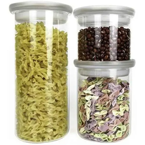 Glas-Aufbewahrungsbehälter Tuokor Stapelbar mit Sichtdeckel – 14|21|41 FL OZ Set von 3, BPA-frei, Hochborosilikatglasbehälter