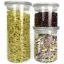 Tuokor Stackable Food Storage Glass Jars with Clear Lid Sealing 14|21|41 FL OZ Set of 3, BPA Free High Borosilicate Glass Container