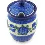 Polish Pottery Jar with Lid with Opening 5-inch Blue Poppies Polish Pottery Jar with Lid with Opening 5-inch Blue Poppies