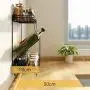 3-Tier Spice Rack,Organizer Rack,Bathroom Countertop Organizer Kitchen Cupboard Condiments Spices, Herbs,Jar,Bottle Standing Storage Organizer, Non-Slip Mat (Color : Black, Size : 35 x 18 x 41 cm)