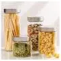 Home Décor Premium 8 Piece Glass Canisters and Spice Jar Set with Stainless Steel Screw On Lids Clear Storage