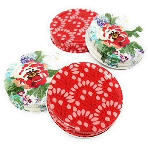 The Pioneer Woman Mason Storage Jar Colorful Lids 4 Pack, For 16 Ounce Jars