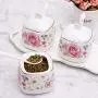 Kitchen seasoning box/Ceramic Pattern Condiment Storage Container with Pallet 3 jar 3 Spoon 1 Pallet with lid