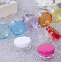 DNHCLL 20PCS 5 Gram Empty Cosmetic Sample Container Plastic Clear Cosmetic Pot Jars for Eye Shadow Nails Powder Jewelry Cosmetic Lip Balm Lip Gloss Cream Lotion (10 Colors mixed)