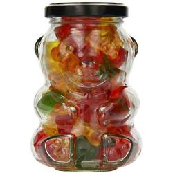 Nakpunar 12 pcs 9 oz Glass Bear Jars with Black Lids for Honey, Candies, Piggy Banks (12, Black)