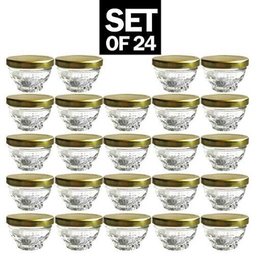 Small Mini Glass Jars With Tin Lids - 24 pack x 1.75 oz ? All Purpose Empty Storage Jars