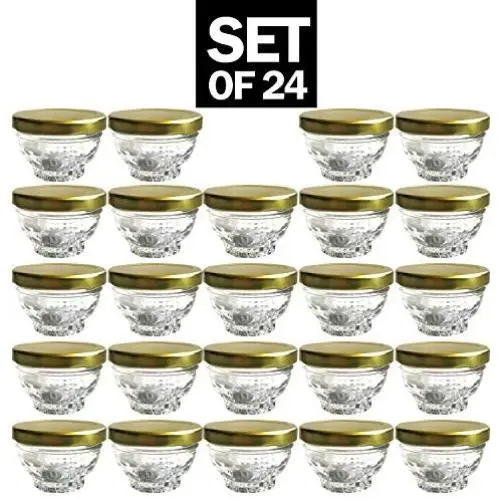 Kleine Mini Glasbehälter mit Metalldeckeln – 24er Pack x 1,75 oz – Mehrzweckleere Behälter