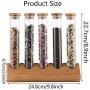 HOUSHIYU-521 Glass Food Storage Jars with Airtight Lid and Bamboo Wood Stand, Food Storage Canister for Tea, Sugar, Coffee Bean - Keep Food Dry and Fresh,5holes