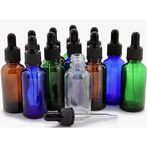 Vivaplex, 12, Assorted Colors, 1 oz Glass Bottles, With Glass Eye Droppers Vivaplex, 12, Assorted Colors, 1 oz Glass Bottles, With Glass Eye Droppers