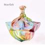 SOCOSY Royal Embossed Star Shaped Clear Glass Apothecary Jar Wedding Candy Buffet Jar Food Jar Candy Jar with Lid(7oz/14oz)