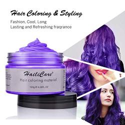 2x120g Instant Hair Dye Wax, Temporary Hair Color Wax Hair Pomades, Hair Styling Coloring Modeling Wax Create Natural Hairstyle for Men Women Kids Party Cosplay Halloween- (Violet & Ash Grey)