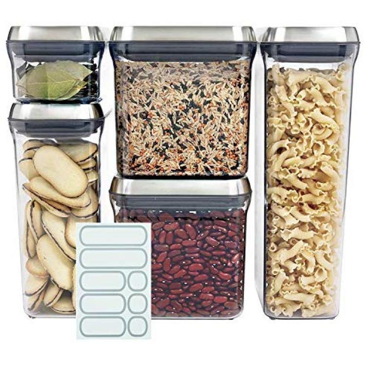 OXO SteeL 5-Piece Airtight Food Storage POP Container Set with 5 Labels