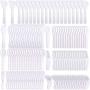 Cosmetic Spatulas, YGDZ 140pcs Disposable Spatula Makeup Frosted Tip Curved Facial Cream Mask Spatulas, White