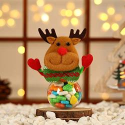 TOYANDONA 4pcs Christmas Candy Jar, Snowman/Bear/Santa Claus/Elk Candy Storage Container Plastic Candy Holder for Home Party Decoration