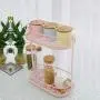 ZGFY 2er Schicht Lebensmittelaufbewahrungskasten für Schränke, Speisekammer, Kühlschrank, Schreibtisch Organizer für Gewürze, Condiments, Backzutaten - Pink