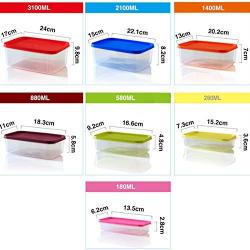 Yudesun Reusable Food Storage Boxes - 7PCS Rectangle Storage Jars Rainbow Plastic Tubs Microwave Freezer Box Ideal for Lunches and Meal Prep