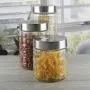 Circleware Cube-It Glasbehälter mit Metalldeckeln Set von 3 Küchenglaswaren Lebensmittelbehälter für Kaffee, Zucker, Tee, Gewürze, Müsli 57,5 oz, 42,25 oz, 28 oz Klar