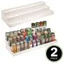 mDesign Plastic Adjustable, Expandable Kitchen Cabinet, Pantry, Shelf Organizer/Spice Rack with 3-Tiered Levels of Storage for Spice Bottles, Jars, Seasonings, Baking Supplies - 2 Pack - Cream/Beige