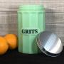 Jade Glass Country GRITS Canister/Container - Vintage Style Kitchen - Jadeite Jadite - Large Capacity