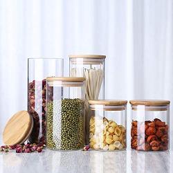 CloverUS Transparent High Borosilicate Glass Kitchen Storage Bottle Jar Organization