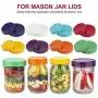 Yeldou Plastic Lids for Ball, Kerr Mason Jar and More w/Silicone Rings - 8 Regular Mouth & 8 Wide Mouth - Food Grade Colored Plastic Storage Caps fir Mason/Canning Jars- Anti-Scratch Resistant Surface
