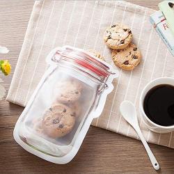 Kasuki 4Pcs Food Snack Storage Zipper Bag Mason Jar Shape Sealed Bag Kitchen Storage - Color Random