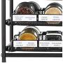 Spice Rack Organizer Drawer for Kitchen Storage Stackable Standing Pull Out 3 Tier Spice Jar Container Shelf Holder with 30 Grid 270 Labels for Countertop Household Pantry