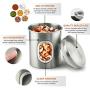 Canister Sets for the Kitchen - Brushed Stainless Steel - Anti fingerprint Coating - Sugar and Flour Canisters Set of 4 - Food Storage Containers