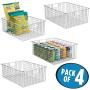 mDesign Farmhouse Decor Metal Wire Food Organizer Storage Bin Baskets with Handles for Kitchen Cabinets, Pantry, Bathroom, Laundry Room, Closets, Garage - 4 Pack - Chrome