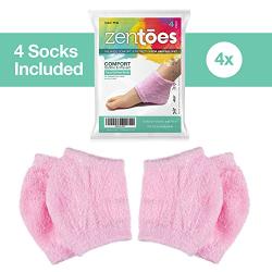 ZenToes Moisturizing Heel Socks 2 Pairs Gel Lined Toeless Spa Socks to Heal and Treat Dry, Cracked Heels While You Sleep (Regular, Fuzzy Pink)