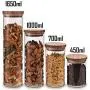 Ensemble de 4 Pots de Rangement en Verre Rond (4, S,M,L,XL) avec Couvercle en Bambou Étanchéifié Ensemble de 4 Pots de Rangement en Verre Rond (4, S,M,L,XL) avec Couvercle en Bambou Étanchéifié