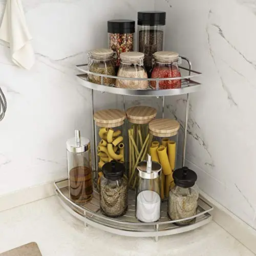Küchenregal Organizer/2-stufiges Stehregal/Küchen-Bad-Schlafzimmer Schreibtisch Stauraum Organizer Gewürzbehälter Flaschen Regal Halterung Regal
